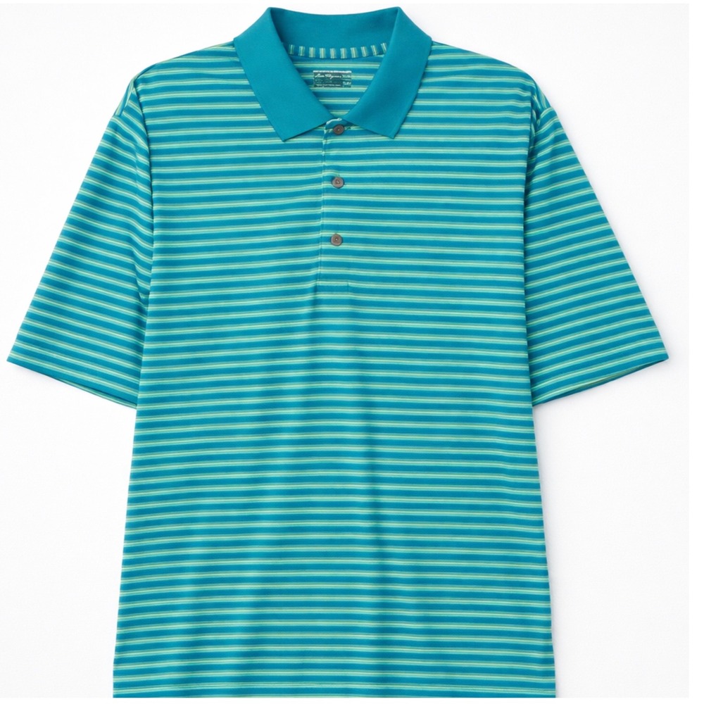 Ben Hogan Men's Polo Teal Green Striped Golf Performance Shirt 2XL/2EG (50–52)‎